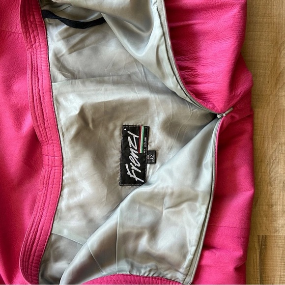 Vintage 80's FRENZI Pink Leather Midi Length Skirt Size Small Sissy CD Trans TS - Picture 11 of 11